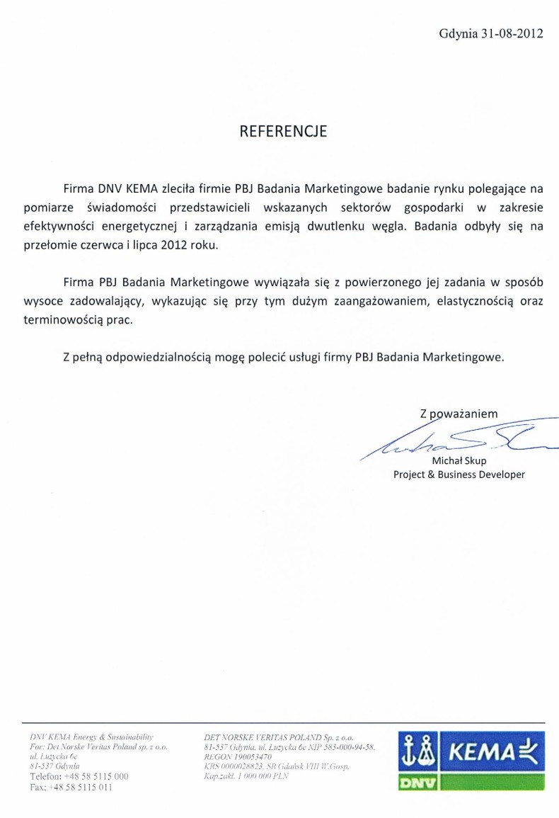 Badania rynkowe - DNV KEMA